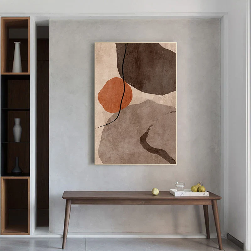 Tableau peinture murale abstraite moderne en blocs géométriques minimalistes