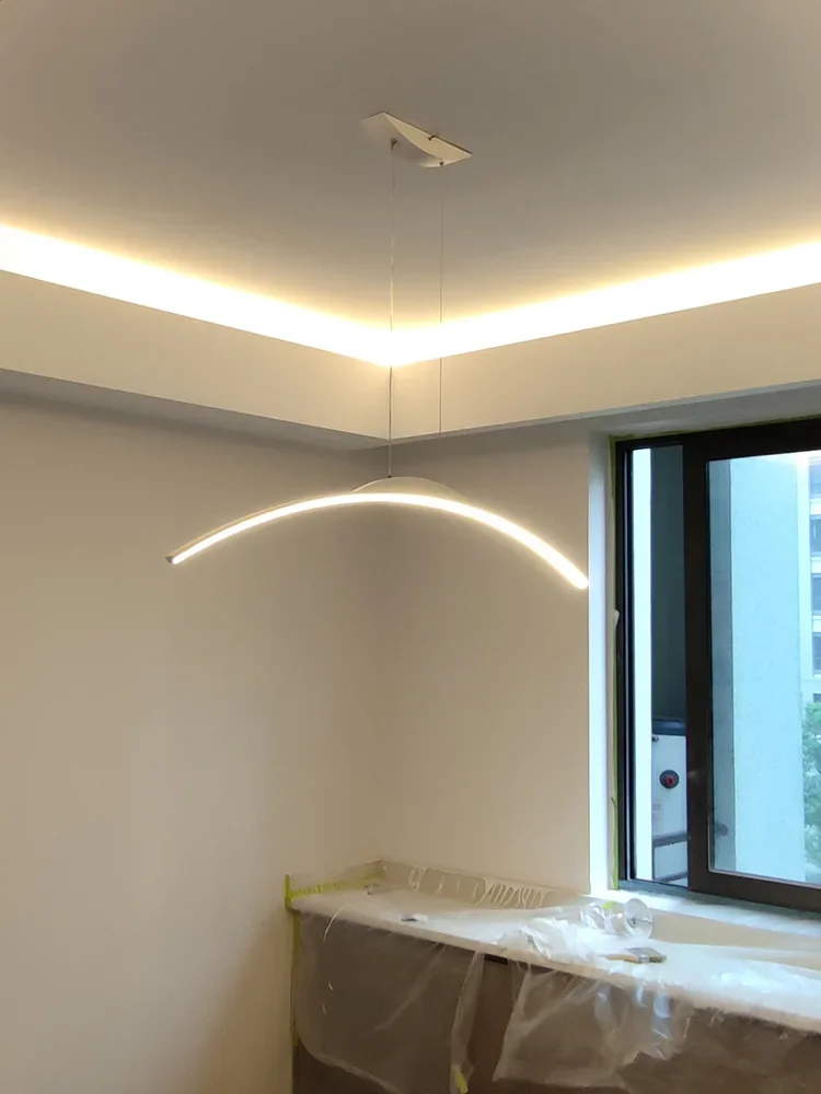 Pendant Lamps Italian Minimal Modern Studio Lamparas One Word Long Lights Restaurant Bar Ceiling Chandeliers Lustre De Salon - Image 4