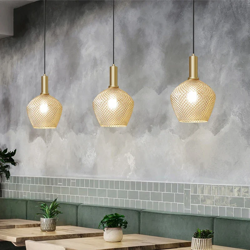Pineapple Glass Pendant Light LED Retro Hanging Lamps For Hall Facility Study Balcony Bar Restaurant Indoor Decoration Fixtures - Image 5