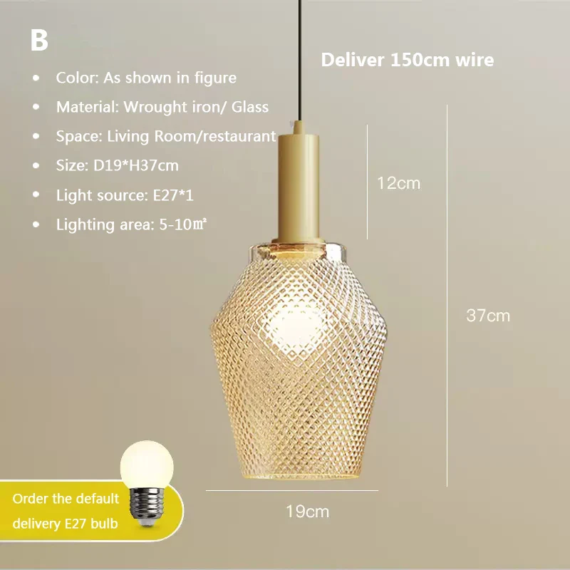 Pineapple Glass Pendant Light LED Retro Hanging Lamps For Hall Facility Study Balcony Bar Restaurant Indoor Decoration Fixtures - Image 8