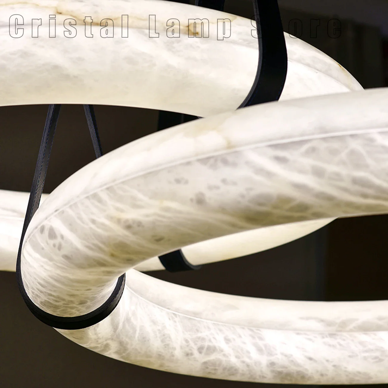 Plafond nordique Led Source de lumière suspension de luxe moderne grand anneau d'albâtre lustre éclairage pour Restaurant salon - Image 3