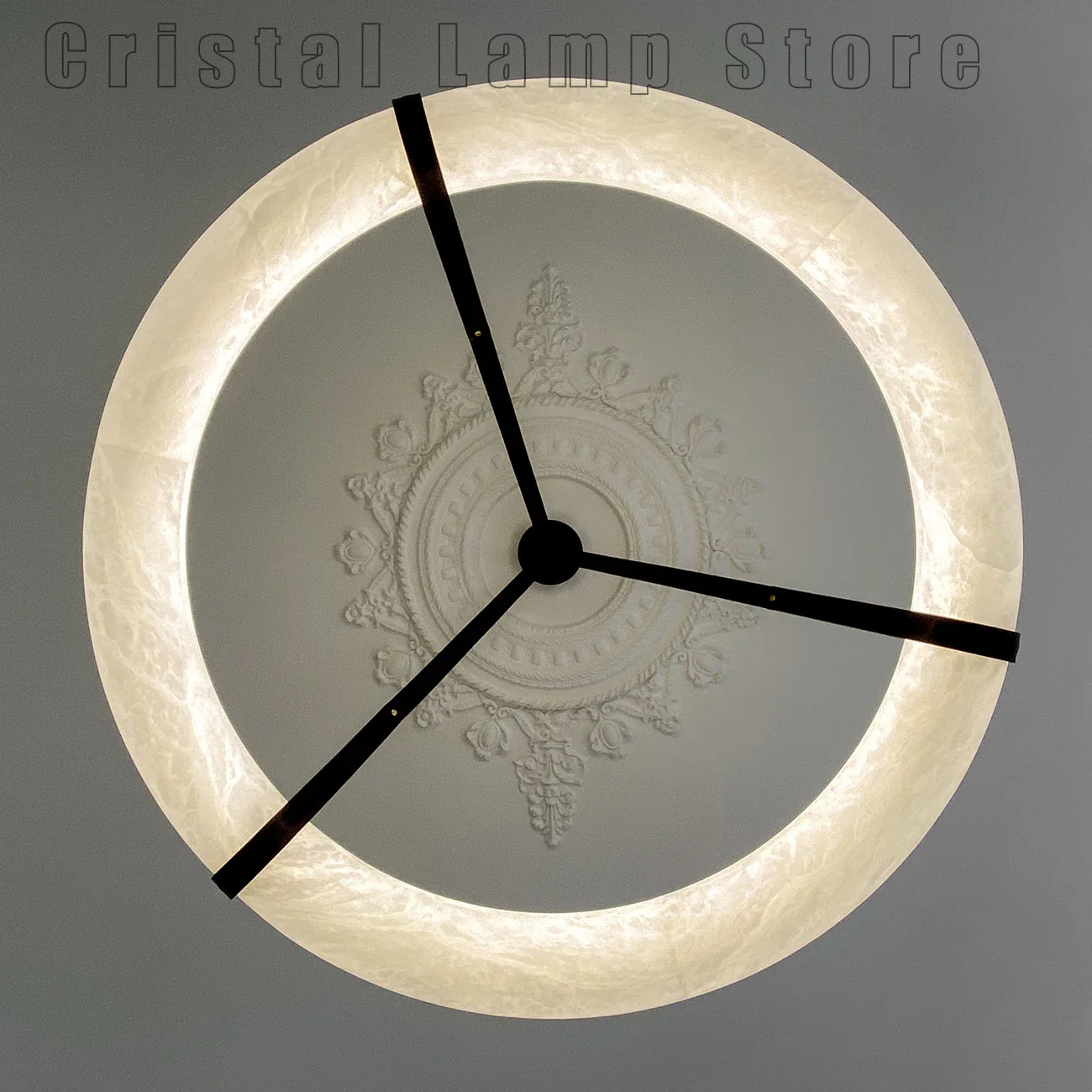 Plafond nordique Led Source de lumière suspension de luxe moderne grand anneau d'albâtre lustre éclairage pour Restaurant salon - Image 5