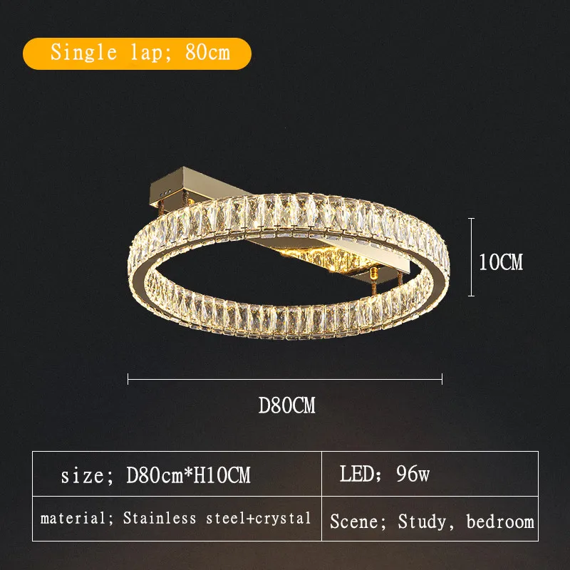 plafonnier acier inox k9 cristal led or lustre salle manger - Image 10