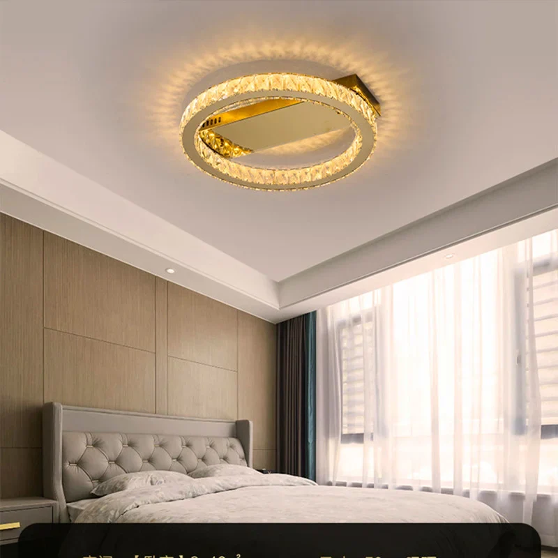 plafonnier acier inox k9 cristal led or lustre salle manger - Image 5