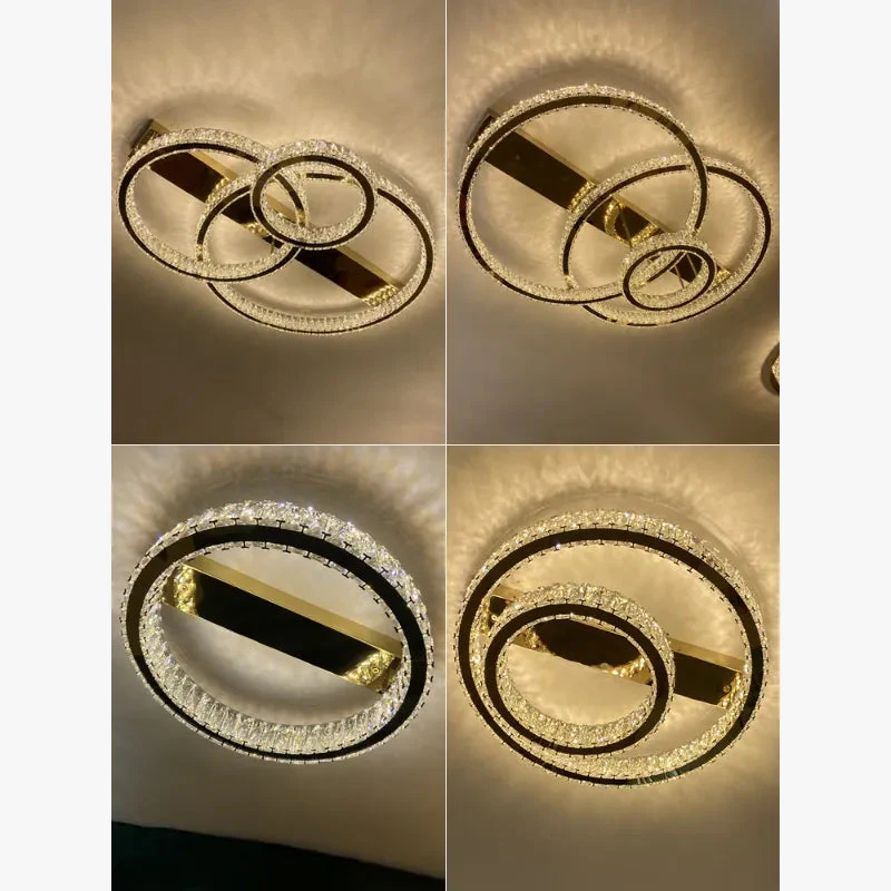 plafonnier acier inox k9 cristal led or lustre salle manger - Image 6