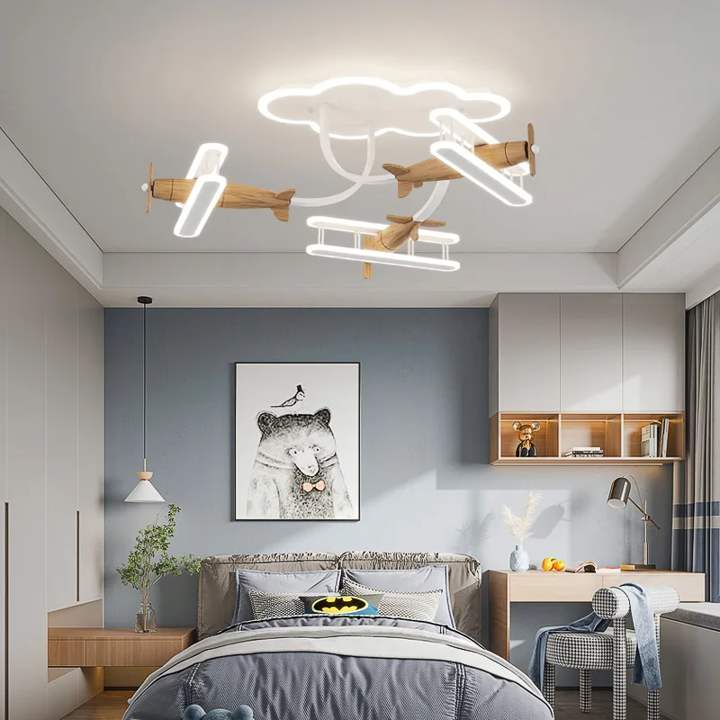 plafonnier avion en bois pour chambre d'enfant moderne et chaleureux - Image 3