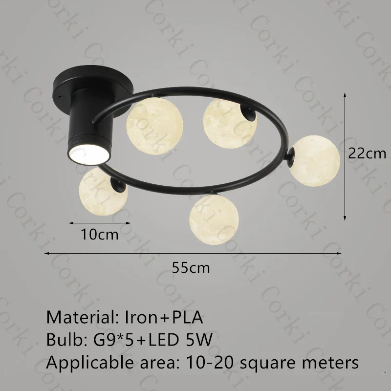 plafonnier design en métal noir doré boule blanche pour intérieur moderne - Image 16
