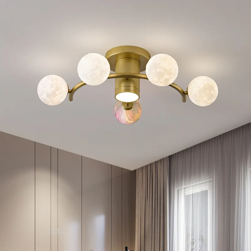 plafonnier design en métal noir doré boule blanche pour intérieur moderne - Image 3