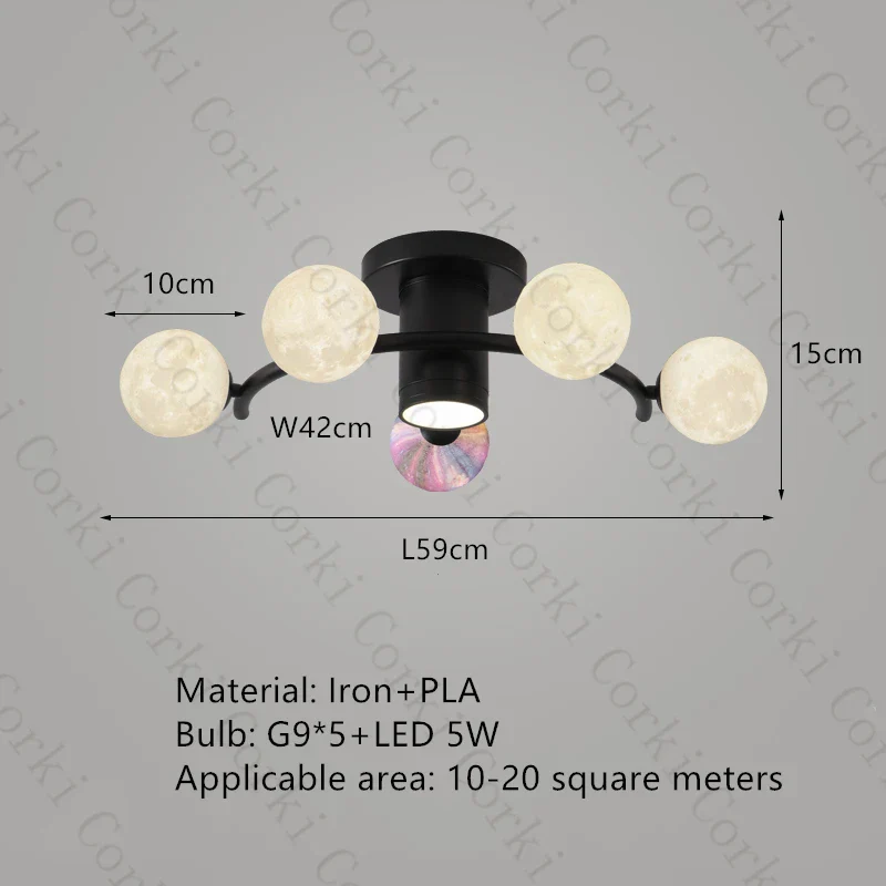 plafonnier design en métal noir doré boule blanche pour intérieur moderne - Image 7