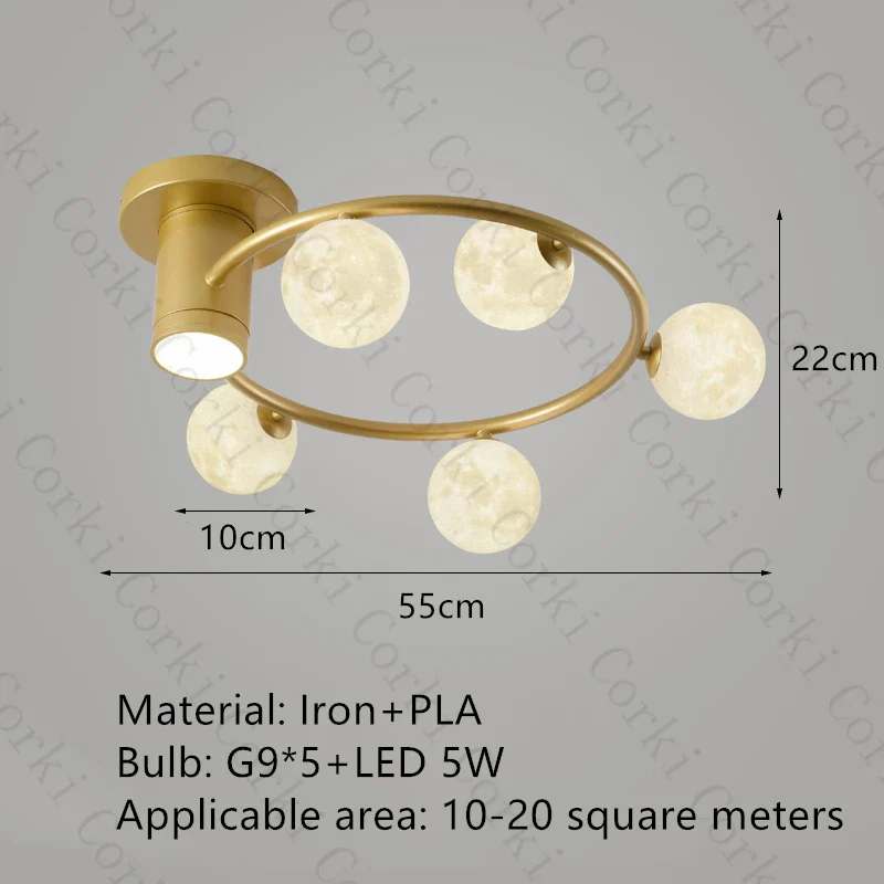 plafonnier design en métal noir doré boule blanche pour intérieur moderne - Image 8
