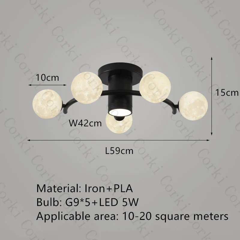 plafonnier design en métal noir doré boule blanche pour intérieur moderne - Image 9