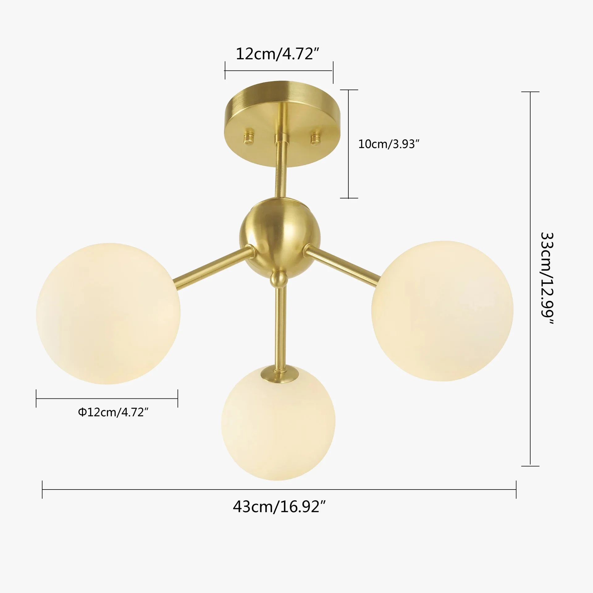 plafonnier doré à trois têtes pour éclairage moderne - Image 7