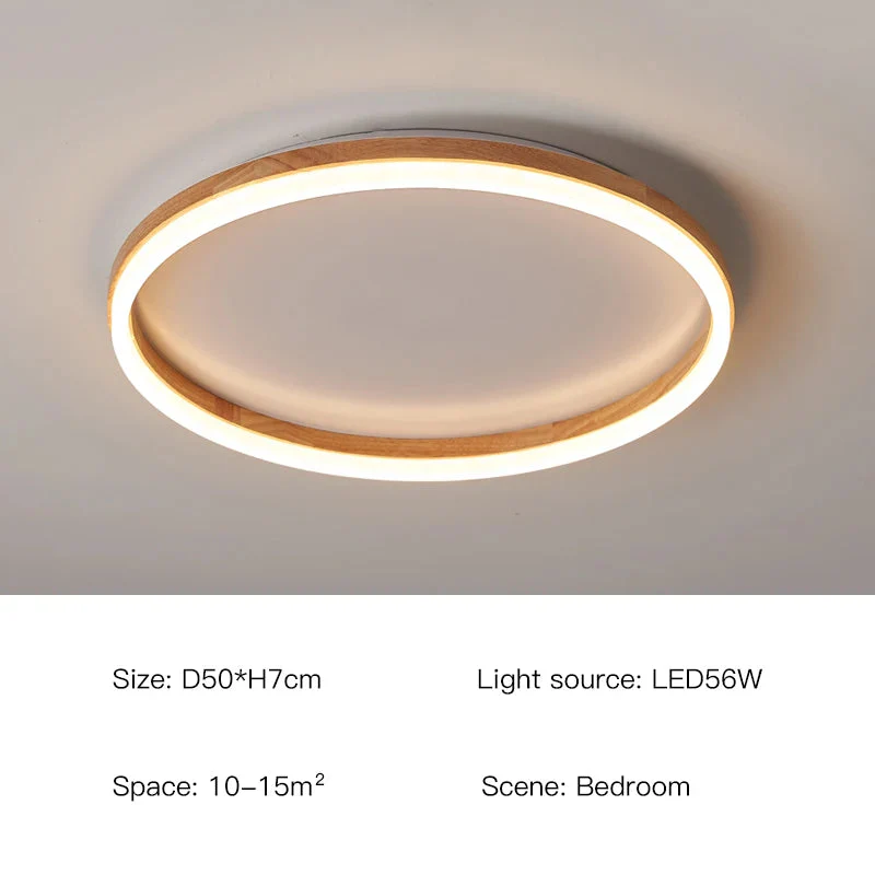 plafonnier en bois intelligent avec anneaux à led moderne - Image 7