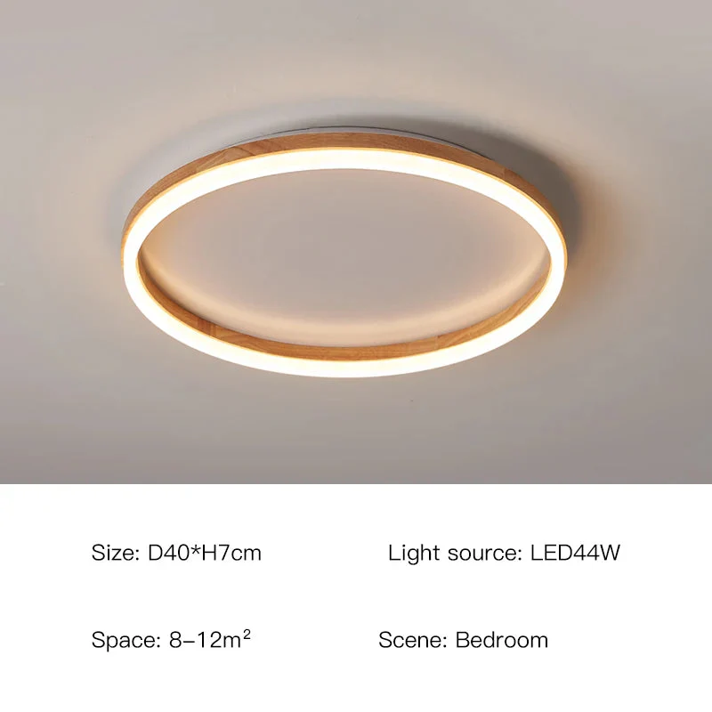 plafonnier en bois intelligent avec anneaux à led moderne - Image 8