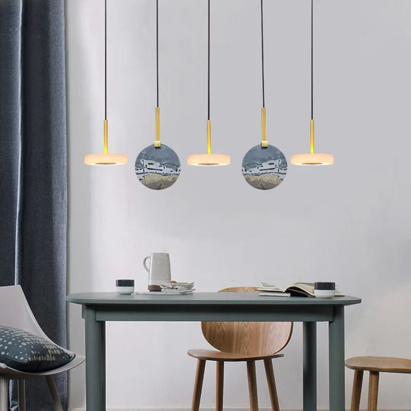 plafonnier en marbre et bois design moderne pour éclairage élégant - Image 5