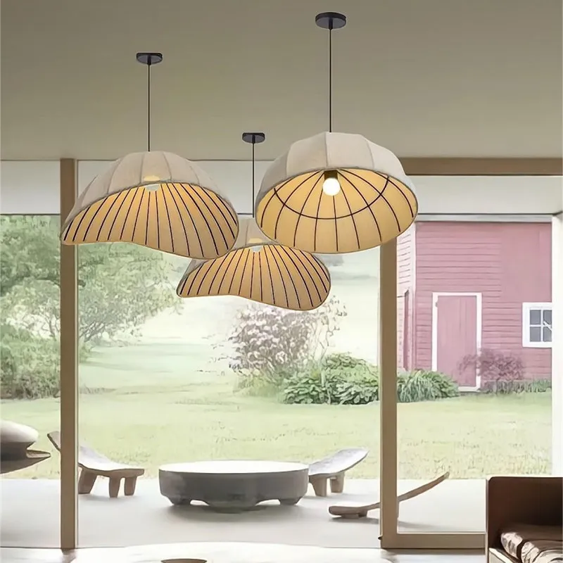 plafonnier en tissu style japonais pour un éclairage élégant - Image 2