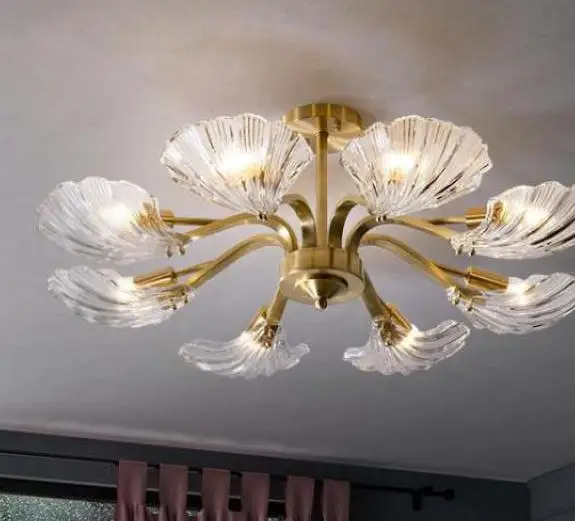 plafonnier en verre antique coquille cuivre lumière moderne design élégant - Image 6