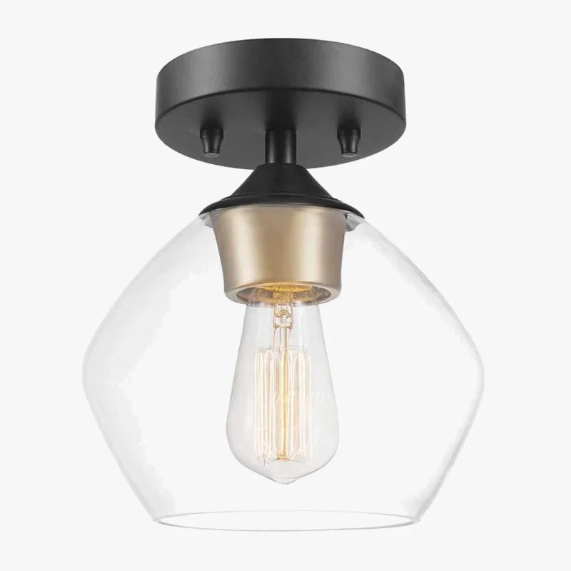 plafonnier en verre transparent et métal noir pour décoration intérieure - Image 4