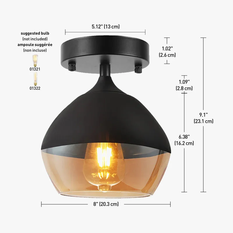 plafonnier en verre transparent et métal noir pour décoration intérieure - Image 6