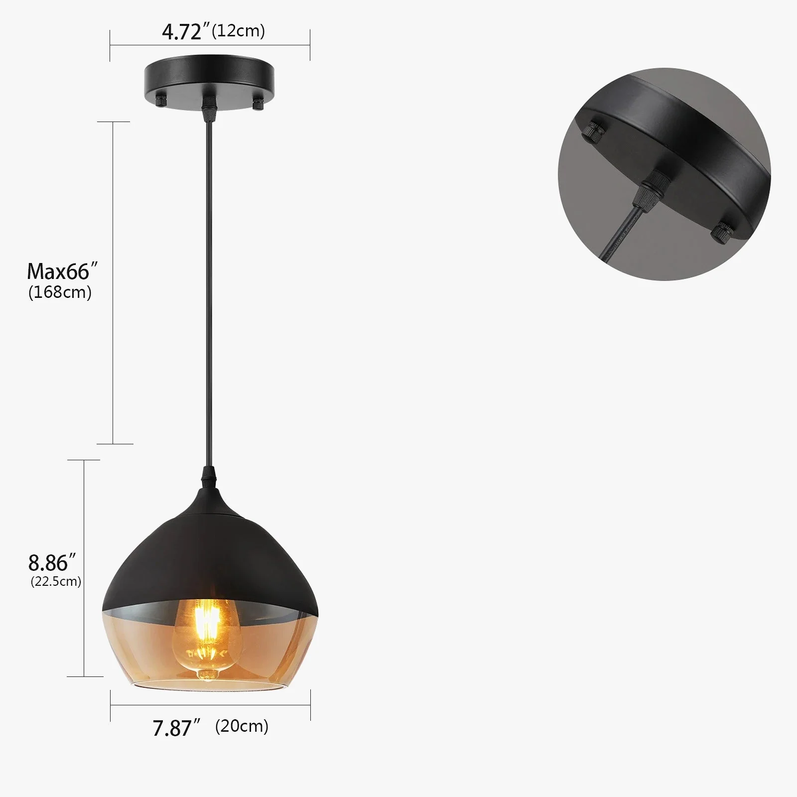 plafonnier en verre transparent et métal noir pour décoration intérieure - Image 7