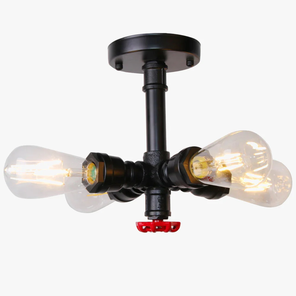 plafonnier industriel rétro à 4 lumières en tuyau d'eau décoratif - Image 7
