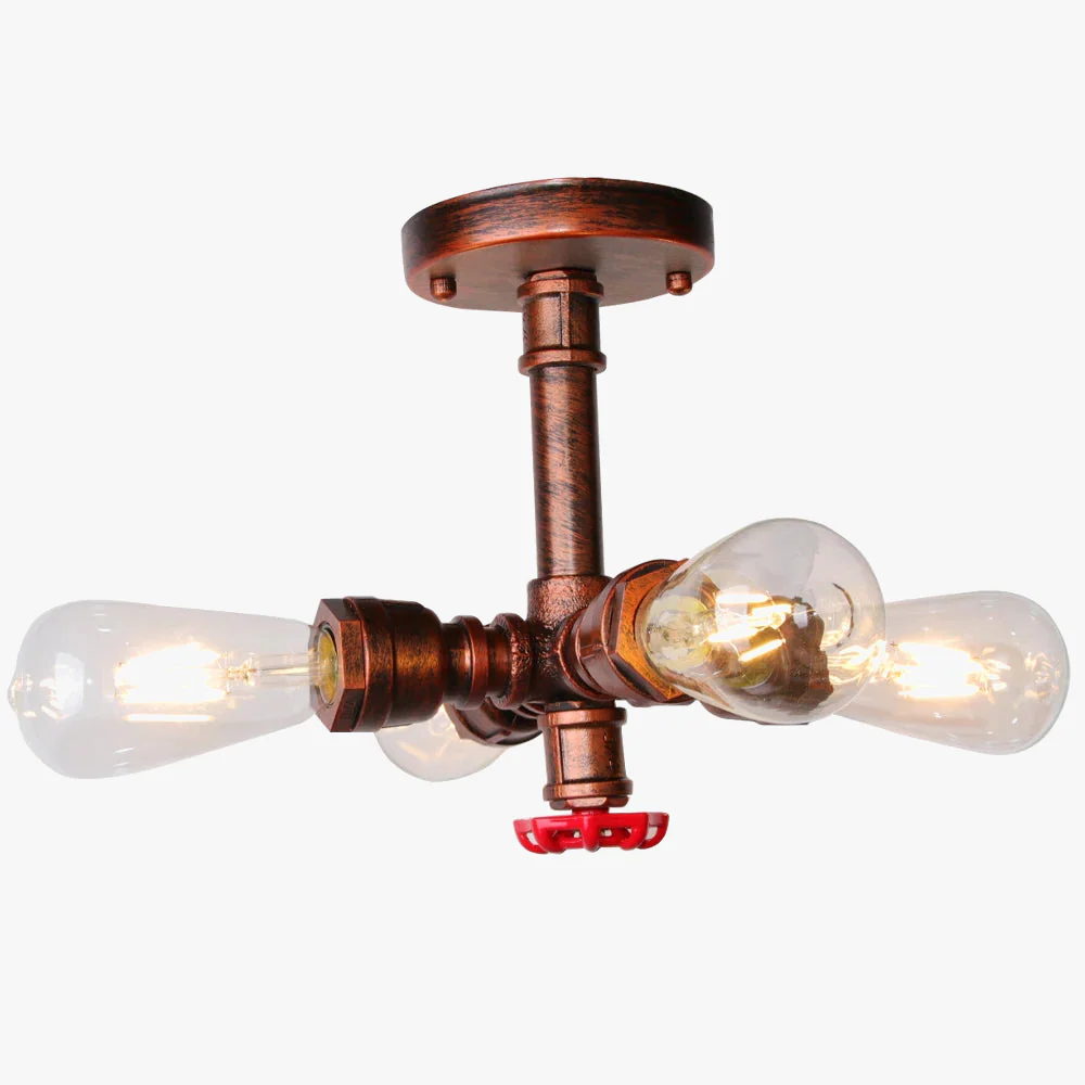 plafonnier industriel rétro à 4 lumières en tuyau d'eau décoratif - Image 9