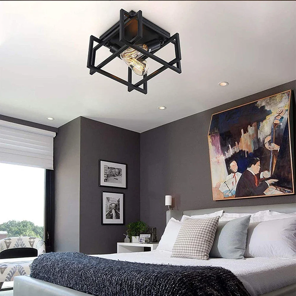 plafonnier industriel rétro à deux lampes pour intérieur - Image 10