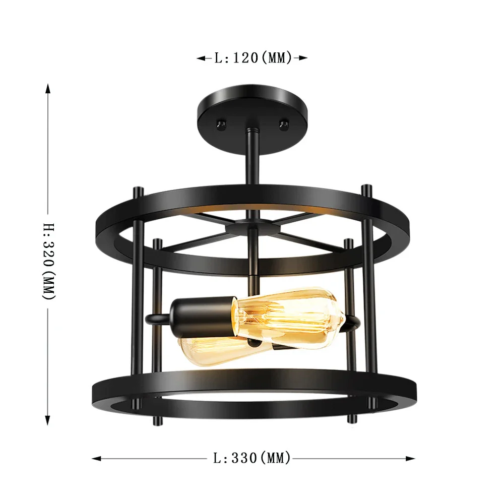 plafonnier industriel rétro à deux lampes pour intérieur - Image 11