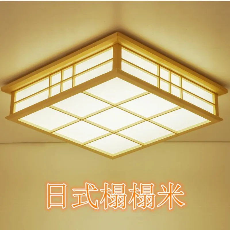 plafonnier japonais en bois à LED pour éclairage élégant - Image 2