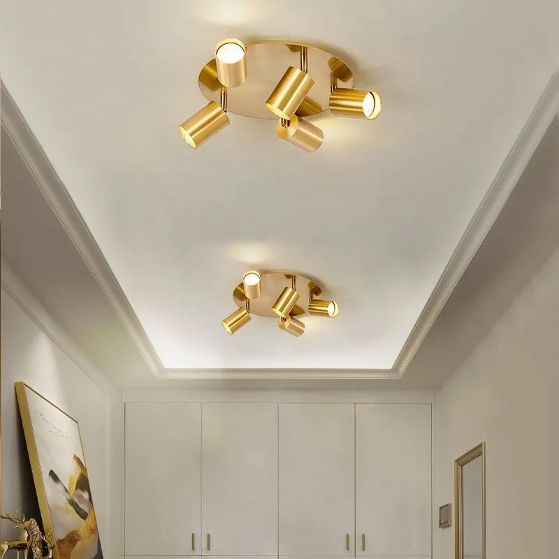 Plafonnier LED au design nordique rotatif Ă 3/5 tĂȘtes dorĂ©es