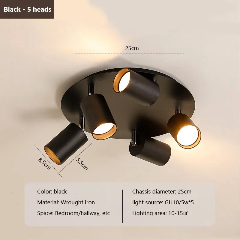 Plafonnier LED au design nordique rotatif Ă 3/5 tĂȘtes dorĂ©es - Image 10