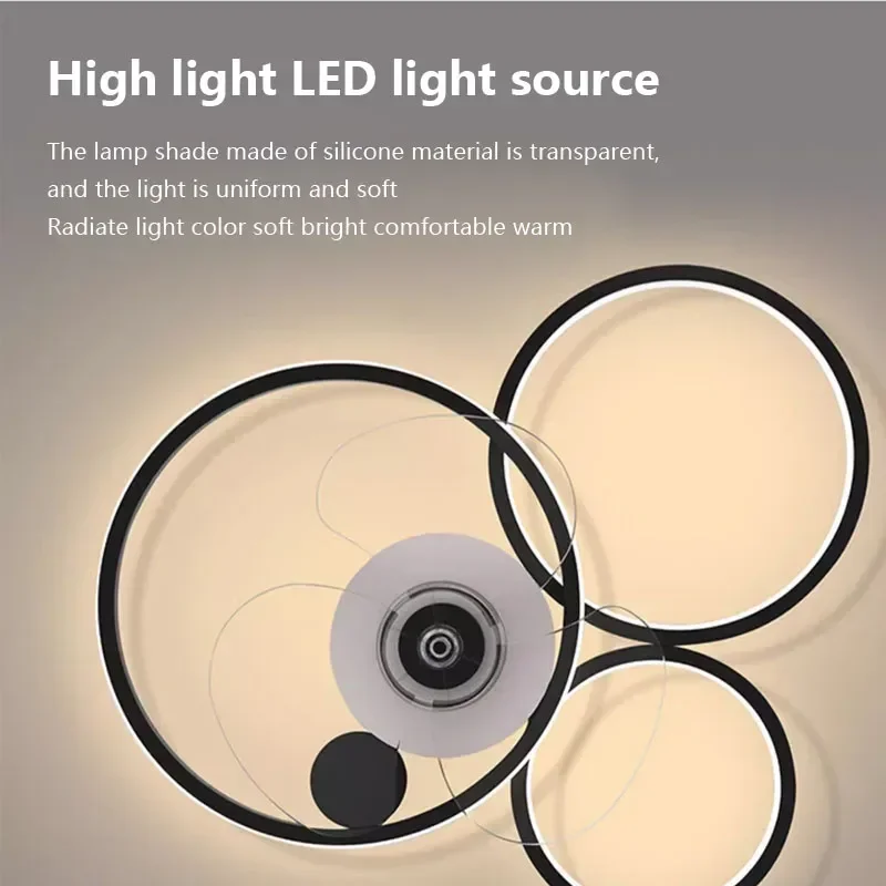plafonnier led avec ventilateur et télécommande design moderne - Image 4