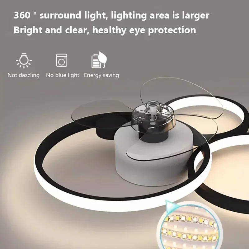 plafonnier led avec ventilateur et télécommande design moderne - Image 5