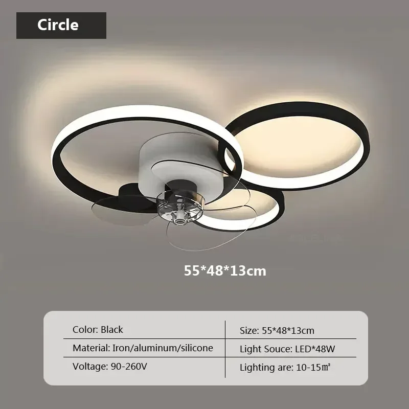 plafonnier led avec ventilateur et télécommande design moderne - Image 8
