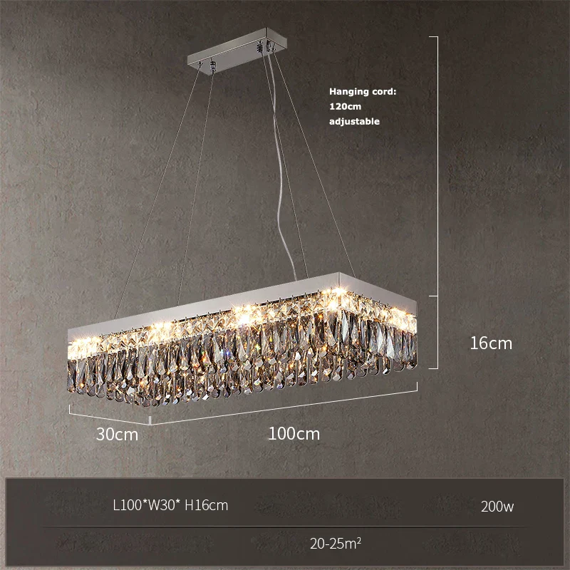 plafonnier led carré rectangulaire en cristal doré intensité variable - Image 17