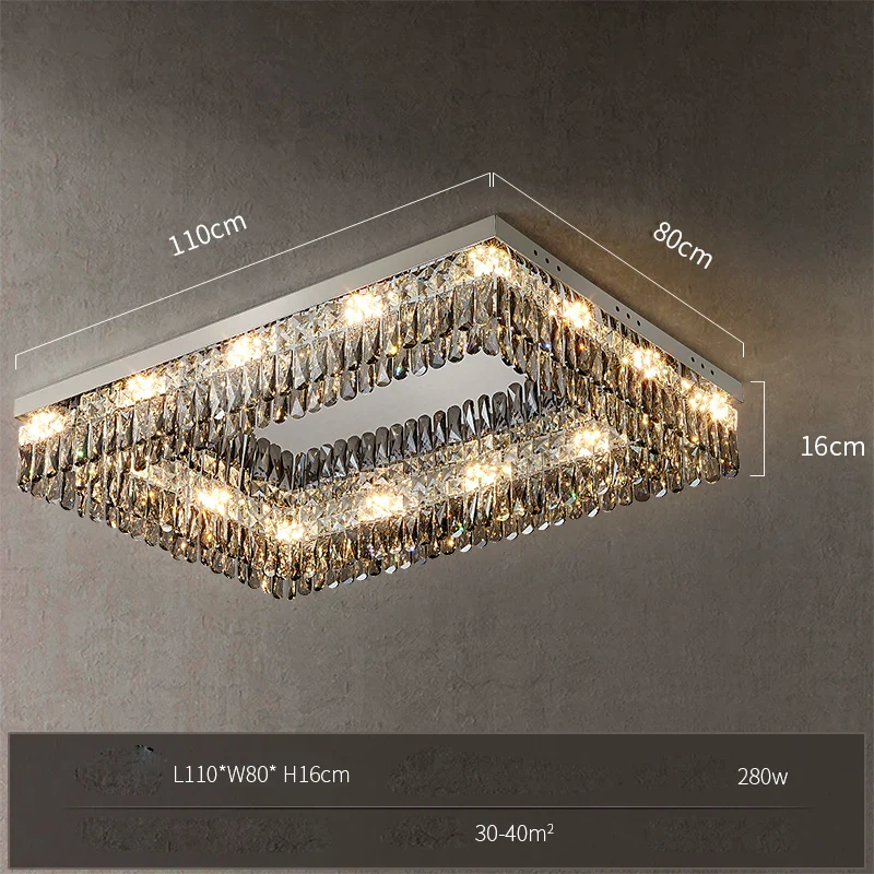 plafonnier led cristal doré chromé intensité variable design moderne - Image 10