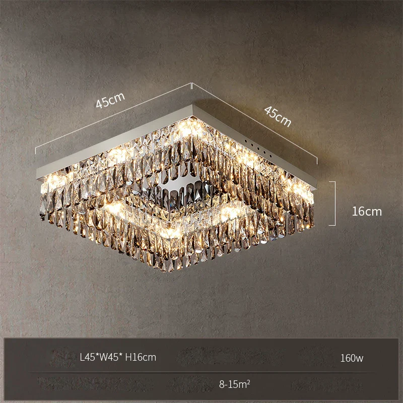 plafonnier led cristal doré chromé intensité variable design moderne - Image 11