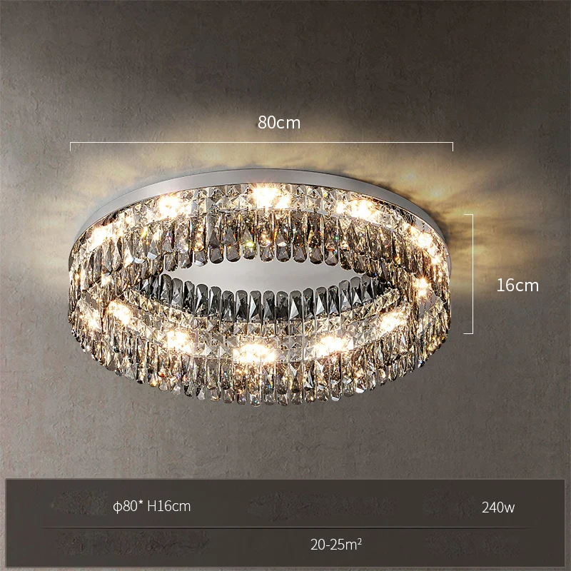 plafonnier led cristal doré chromé intensité variable design moderne - Image 12