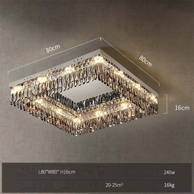 plafonnier led cristal doré chromé intensité variable design moderne - Image 14