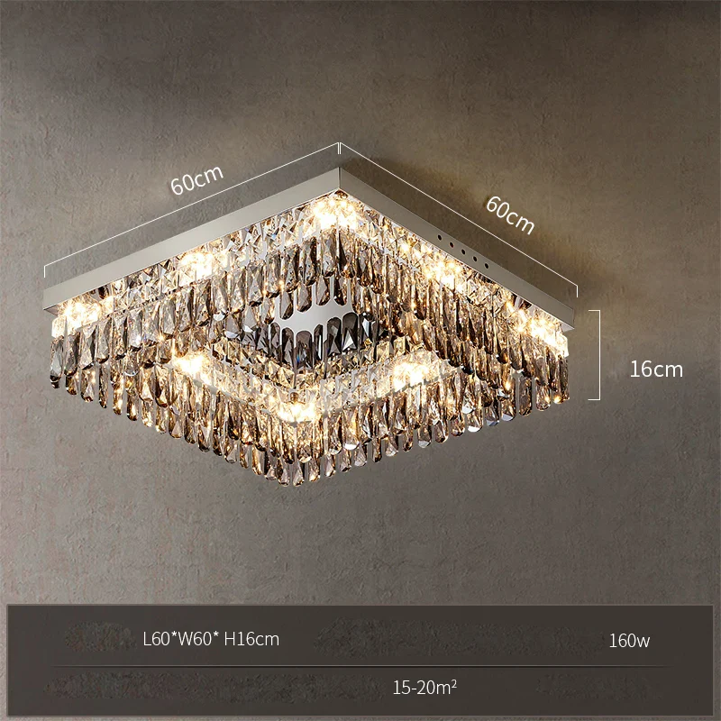 plafonnier led cristal doré chromé intensité variable design moderne - Image 15