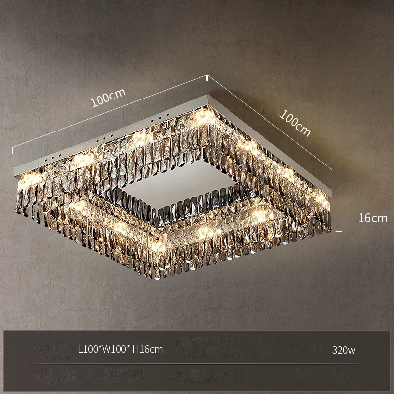 plafonnier led cristal doré chromé intensité variable design moderne - Image 16