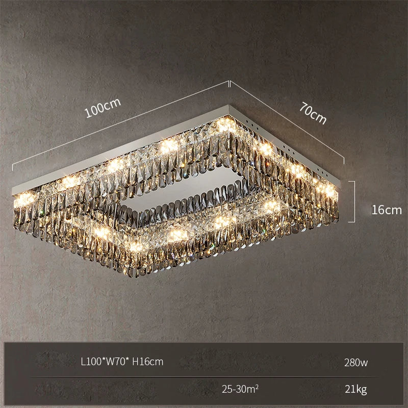 plafonnier led cristal doré chromé intensité variable design moderne - Image 17