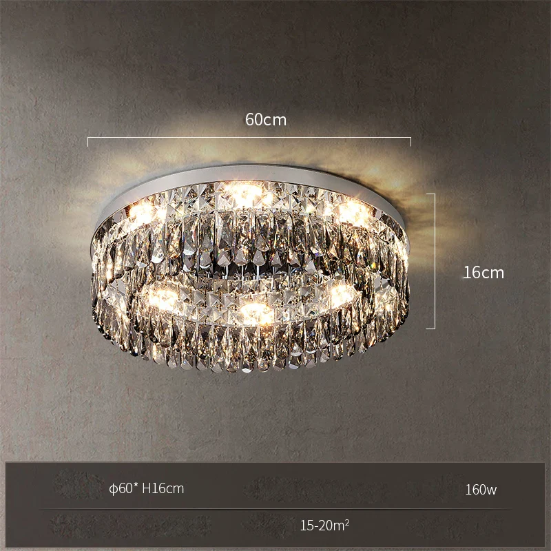 plafonnier led cristal doré chromé intensité variable design moderne - Image 18