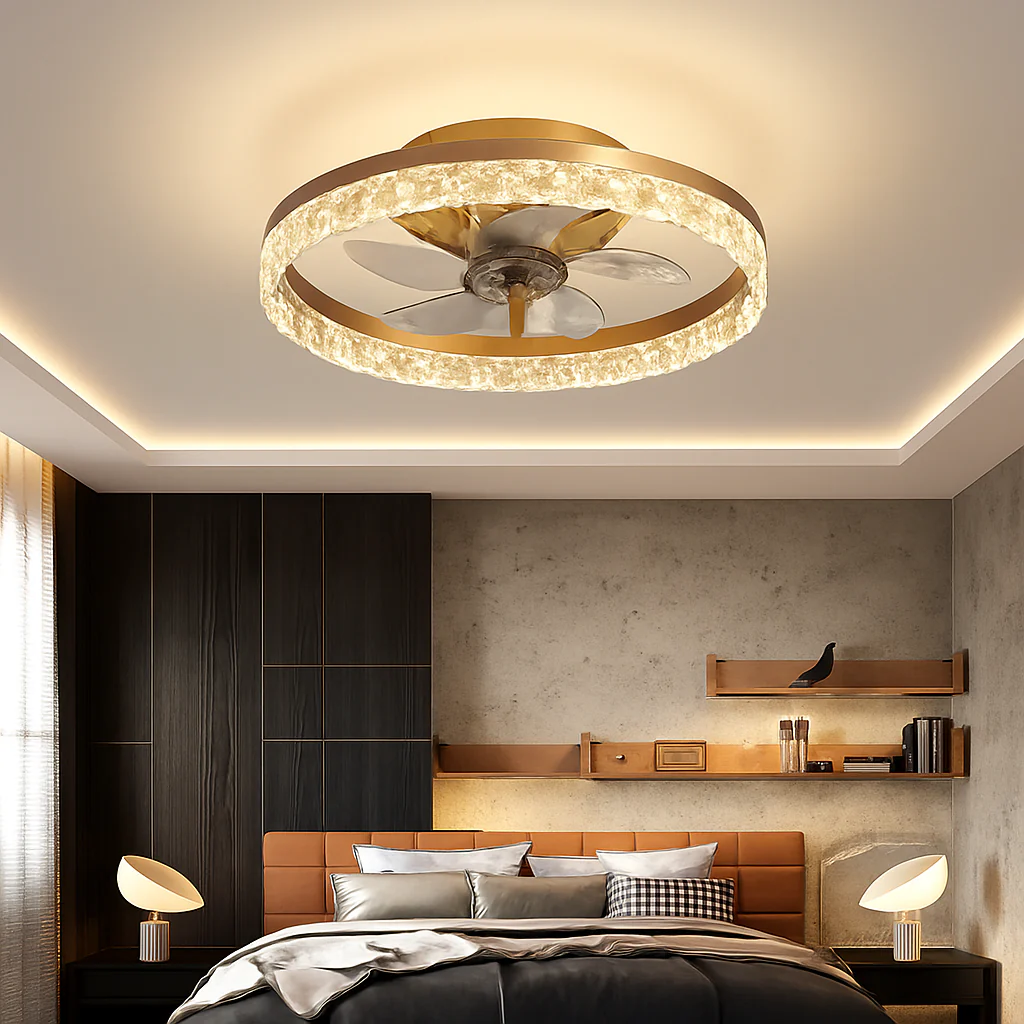 plafonnier led cristal ventilateur plafond télécommande 6 vitesses nordique