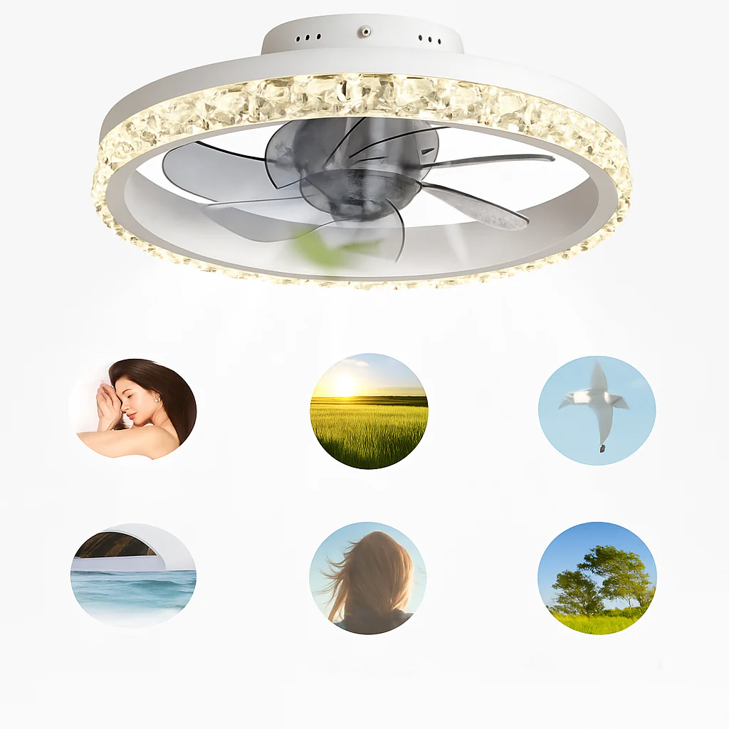 plafonnier led cristal ventilateur plafond télécommande 6 vitesses nordique - Image 3