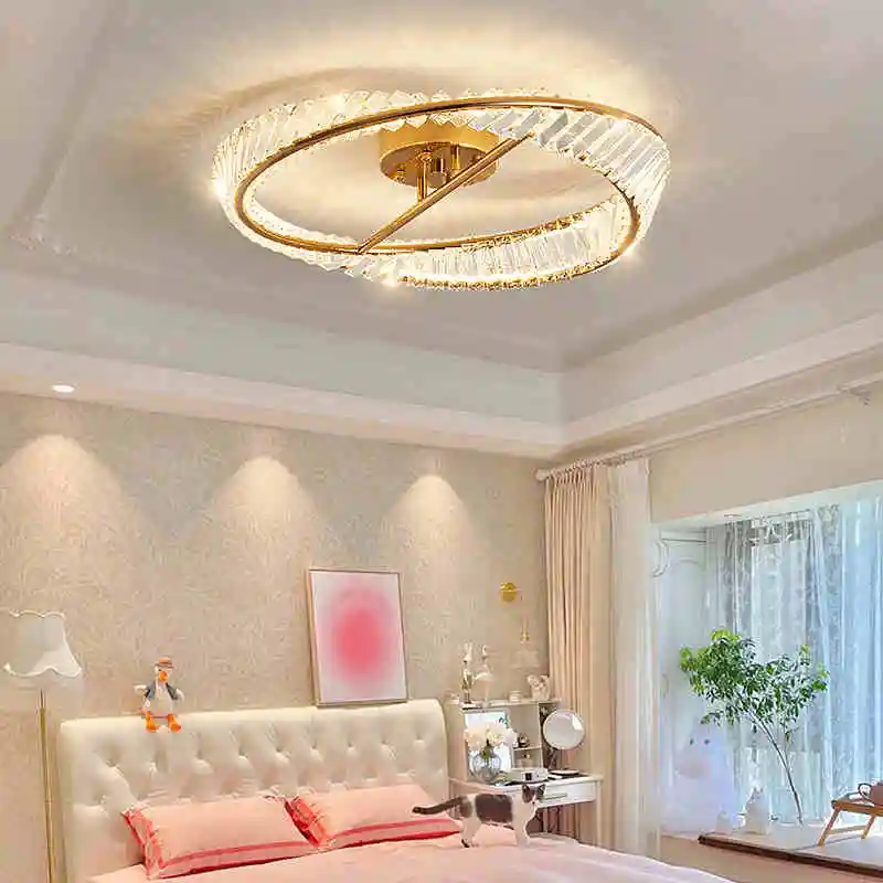 plafonnier led dimmable moderne avec anneaux de cristal - Image 5