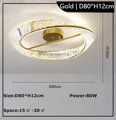 plafonnier led dimmable moderne avec anneaux de cristal - Image 7