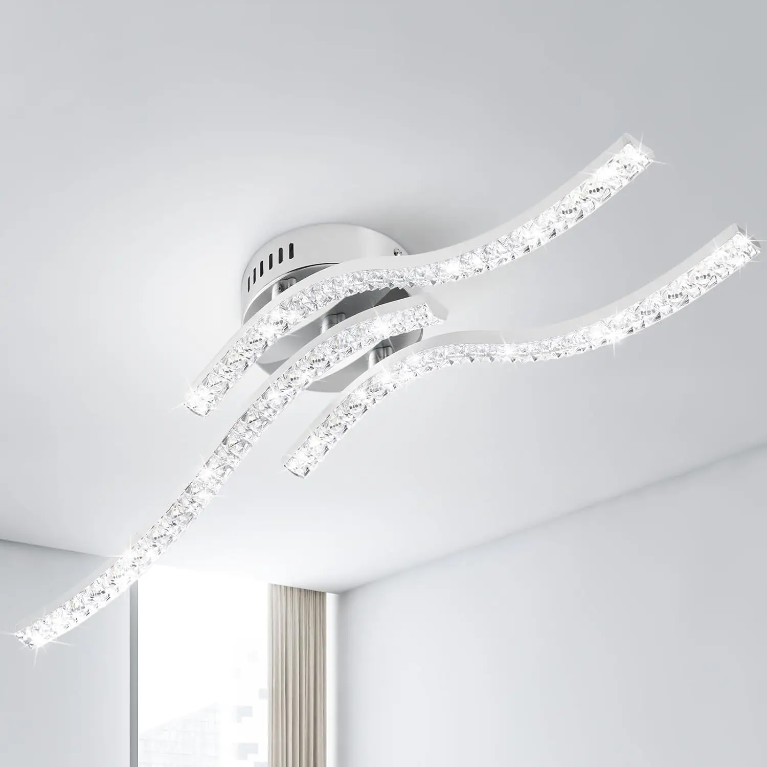 plafonnier led incurvé en métal trois ampoules acrylique éclairage intérieur - Image 7