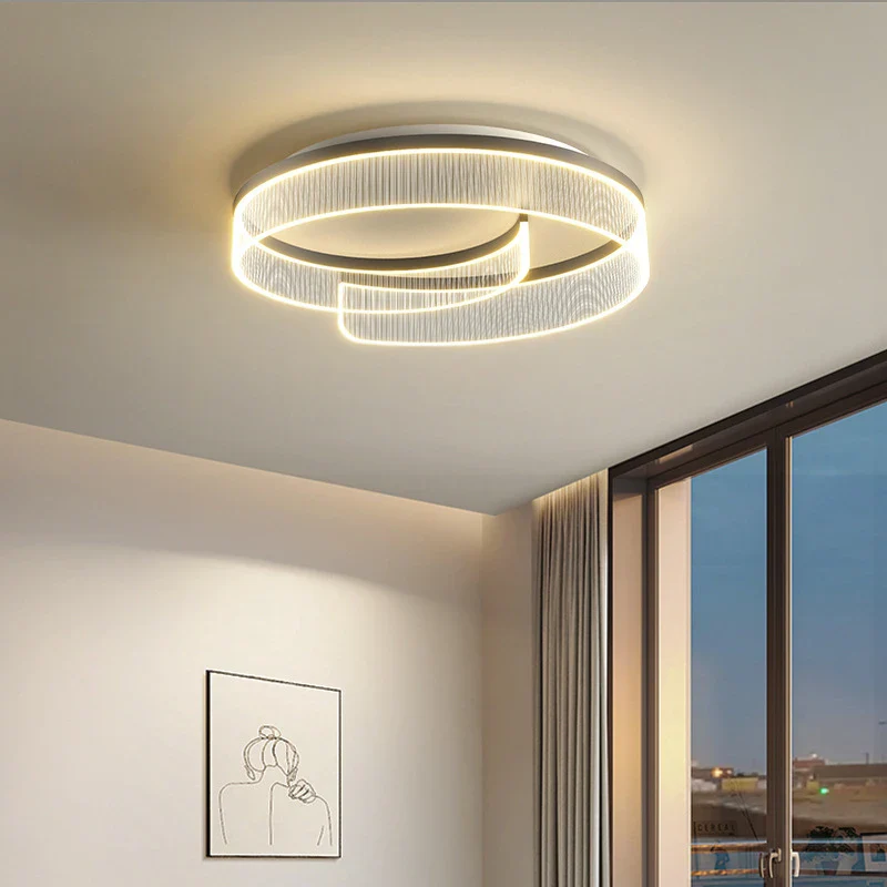 plafonnier led moderne abat-jour rond en acrylique transparent décoratif - Image 5