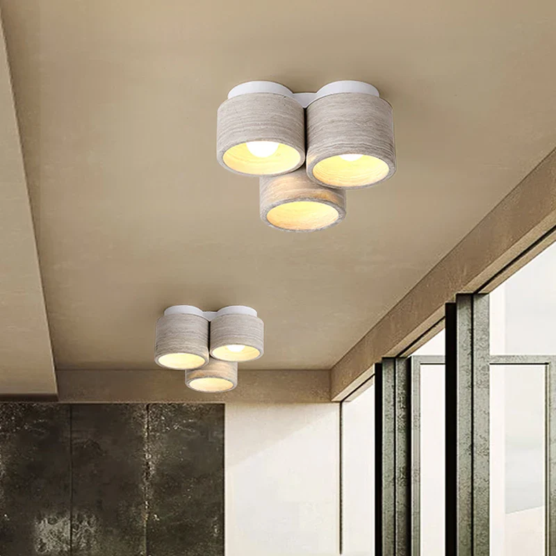 plafonnier led moderne wabi sabi en grain de bois à 3 têtes - Image 2
